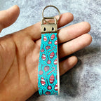 Christmas Leather Wristlet Keychain Santa Jingle Bells Gold Tree 5