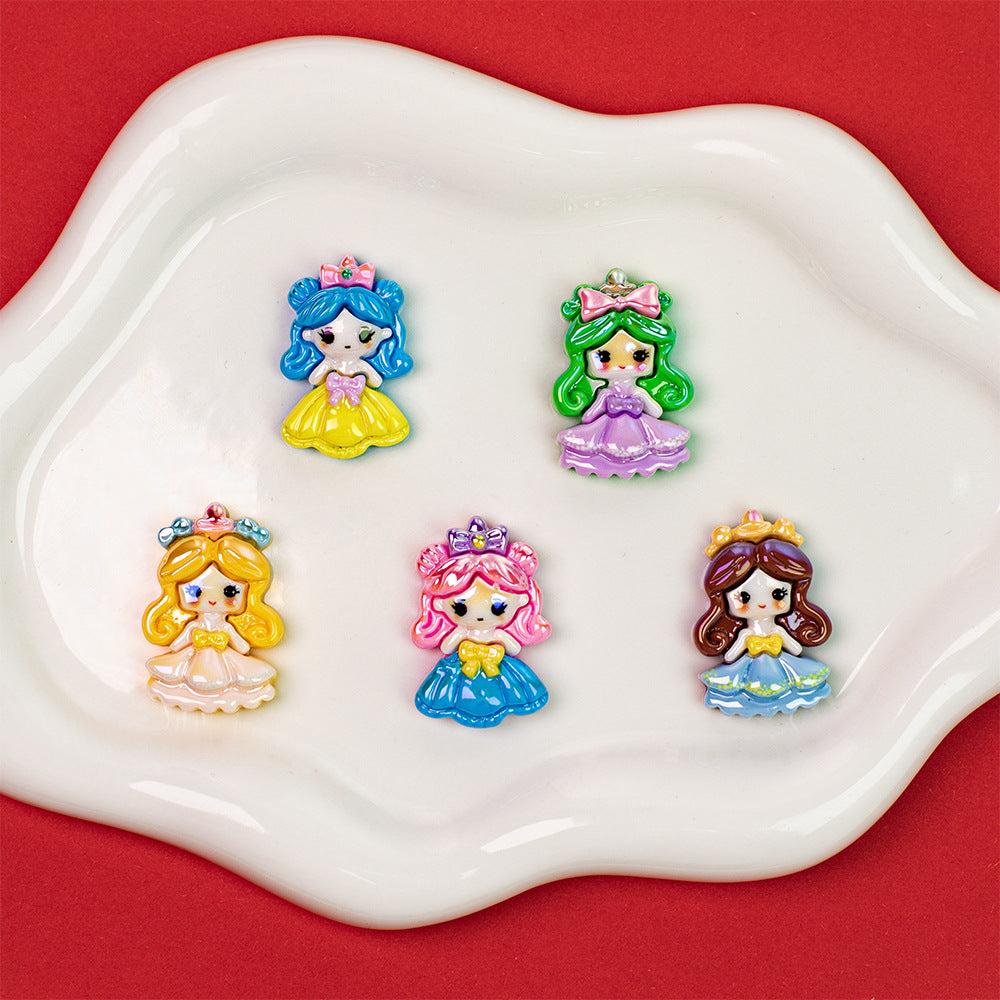 Glossy Pastel Princess Resin Beads Glossy Pretty Figures 10pcs 3