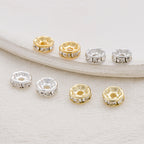 Rhinestone Brass Ripple Spacer Beads 4-10mm 100pcs