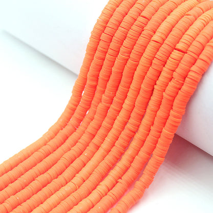 Flat Clay Beads 6mm Solid Color Smooth Polymer Disc 10strands 13