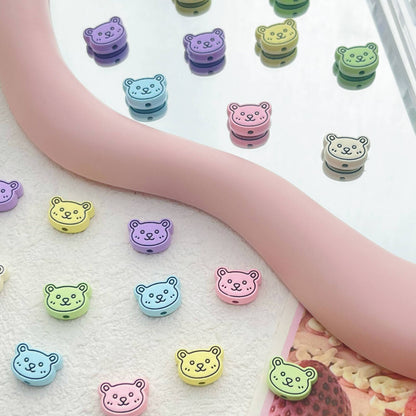 Bear Head Metal Beads 12mm Pastel Painted Chubby Style 10pcs 2