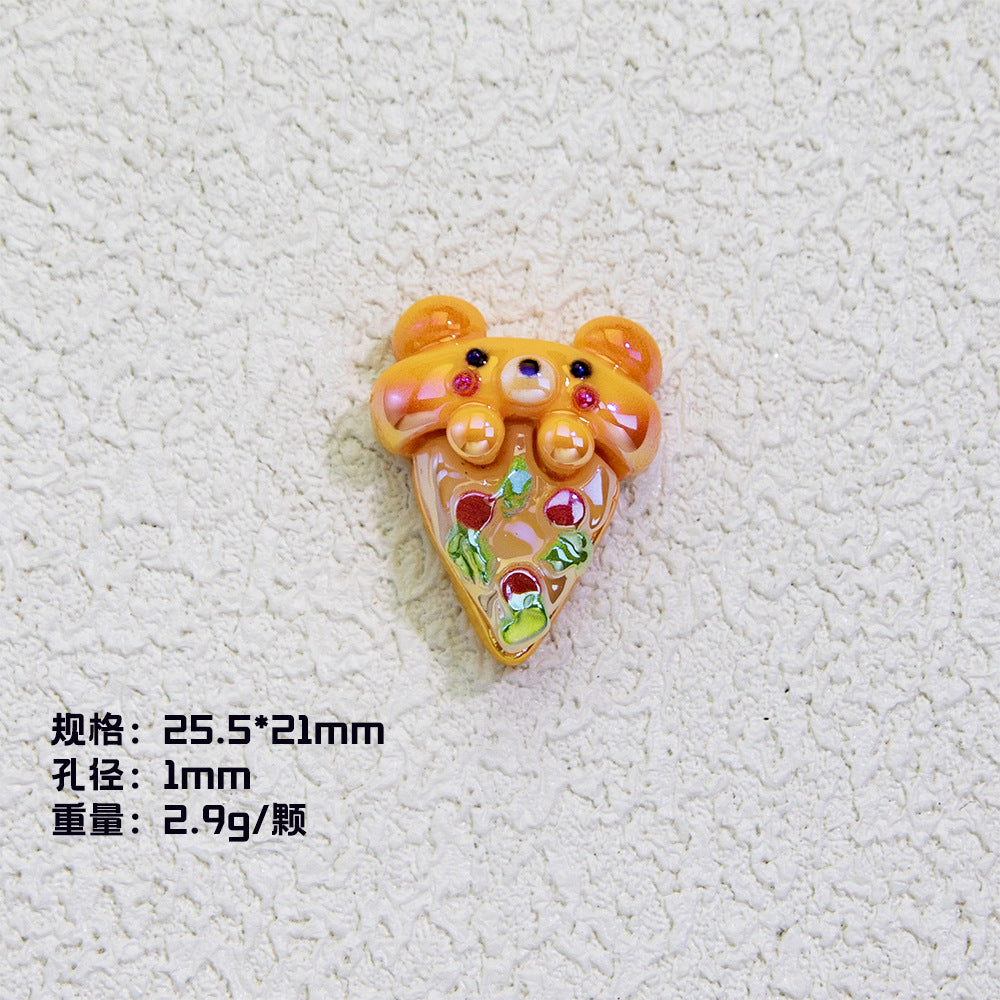 Plating Irregular Bear Bread Resin Beads Glossy Colorful 10pcs 6