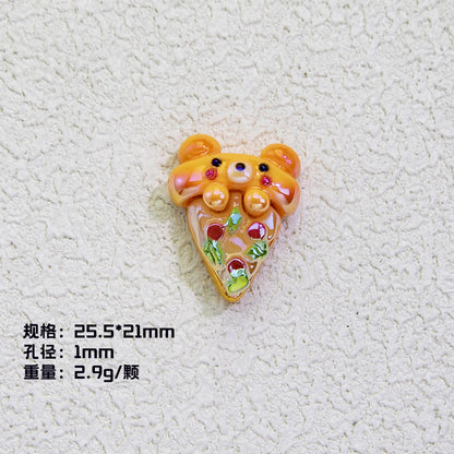 Plating Irregular Bear Bread Resin Beads Glossy Colorful 10pcs 6