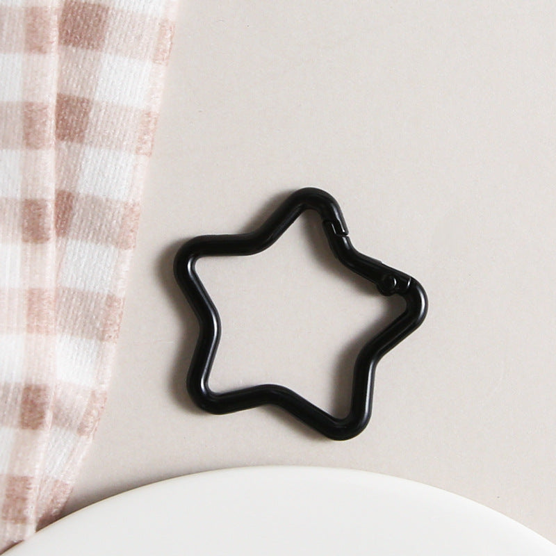 Zinc Alloy Star Trigger Spring Key Rings 41mm Baking Painted 6pcs 8
