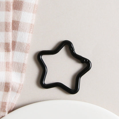 Zinc Alloy Star Trigger Spring Key Rings 41mm Baking Painted 6pcs 8