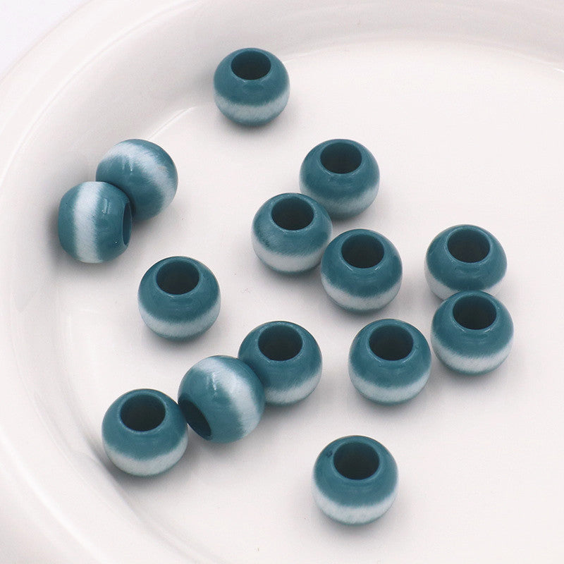 Large Hole Gradient Striped Round Acrylic Beads 10mm 20pcs 10