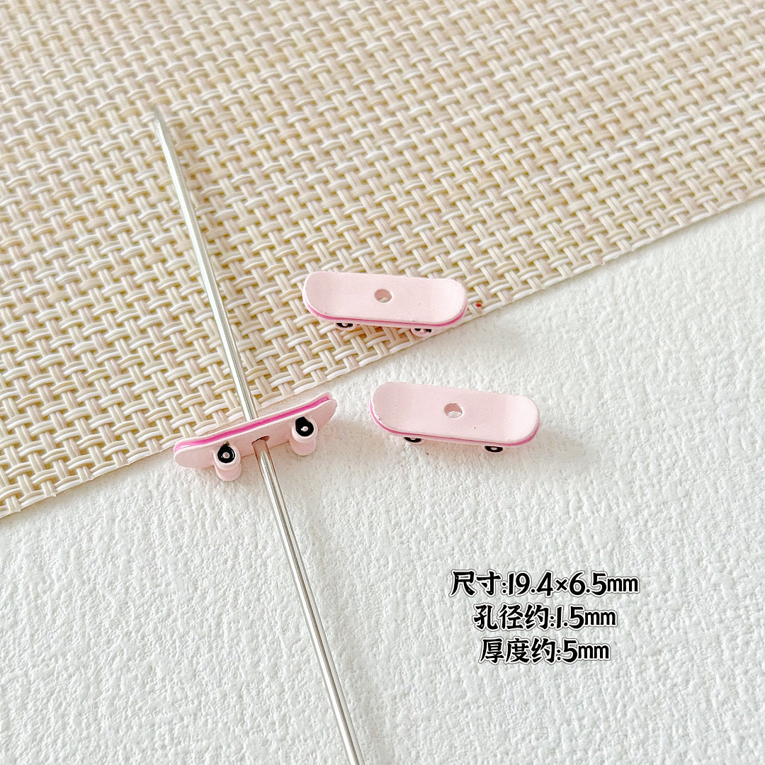 Bow and Skateboard Metal Beads 25mm 19mm Baking Painted Alloy 20pcs 16