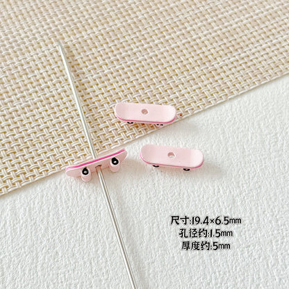 Bow and Skateboard Metal Beads 25mm 19mm Baking Painted Alloy 20pcs 16