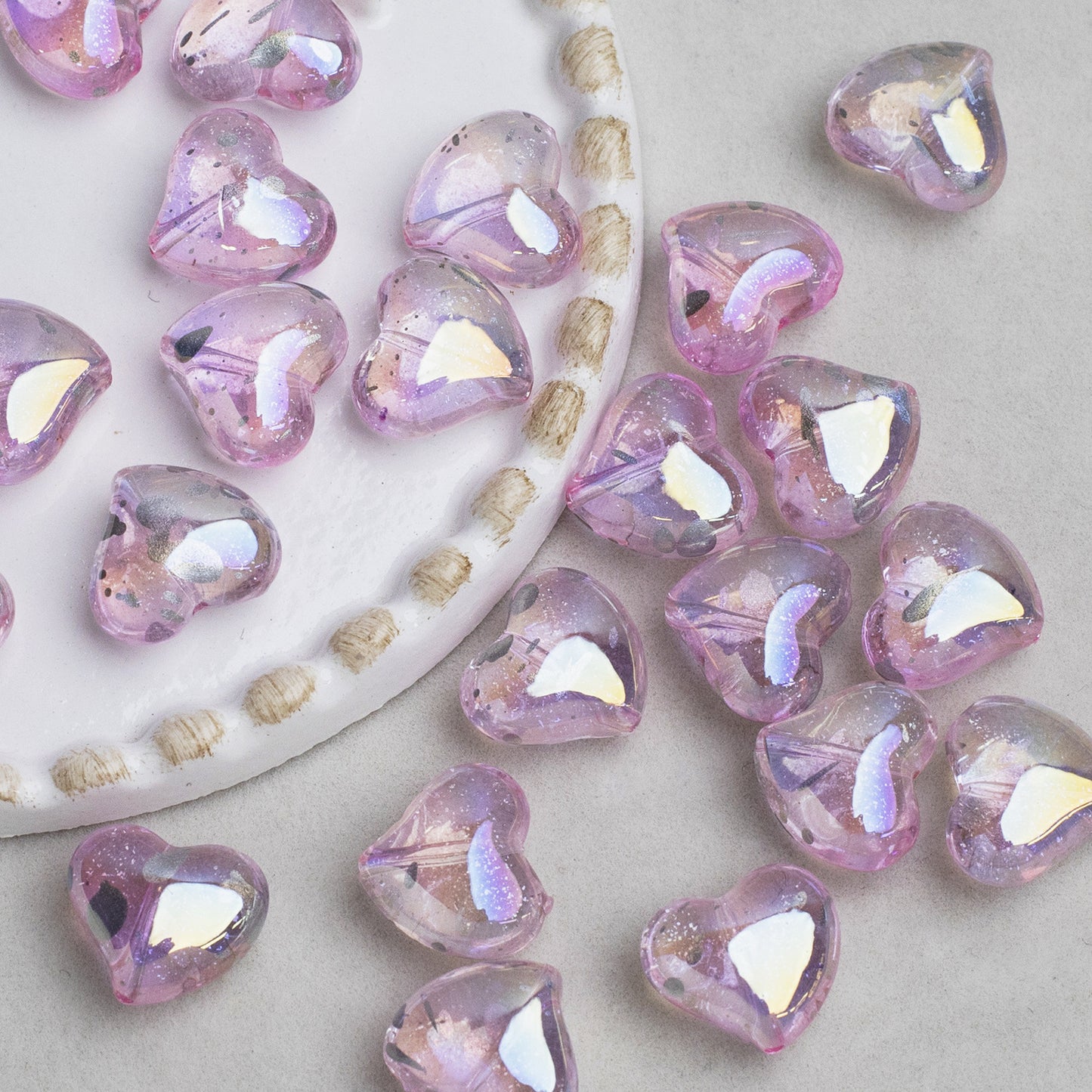 Clear Irregular Heart Acrylic Beads 14mm Glitter 10pcs 8