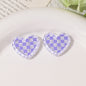 Transparent Heart Acrylic Beads 26mm Two-Color Plaid Lace Edge 10pcs 13