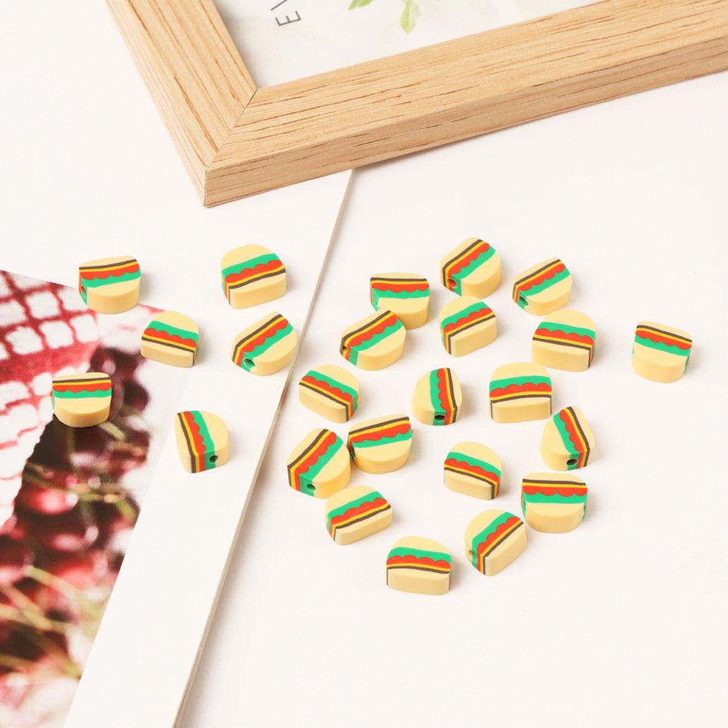 Flat Clay Beads 10mm Hamburger Colorful Polymer 100pcs 4