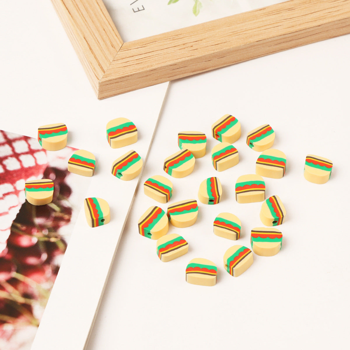 Flat Clay Beads 10mm Hamburger Colorful Polymer 100pcs 4