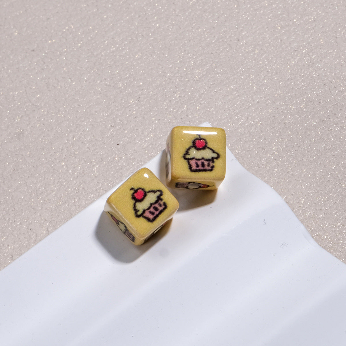 Tiny Cartoon Pattern Printed Acrylic Square Beads 10mm Glossy 30pcs 11