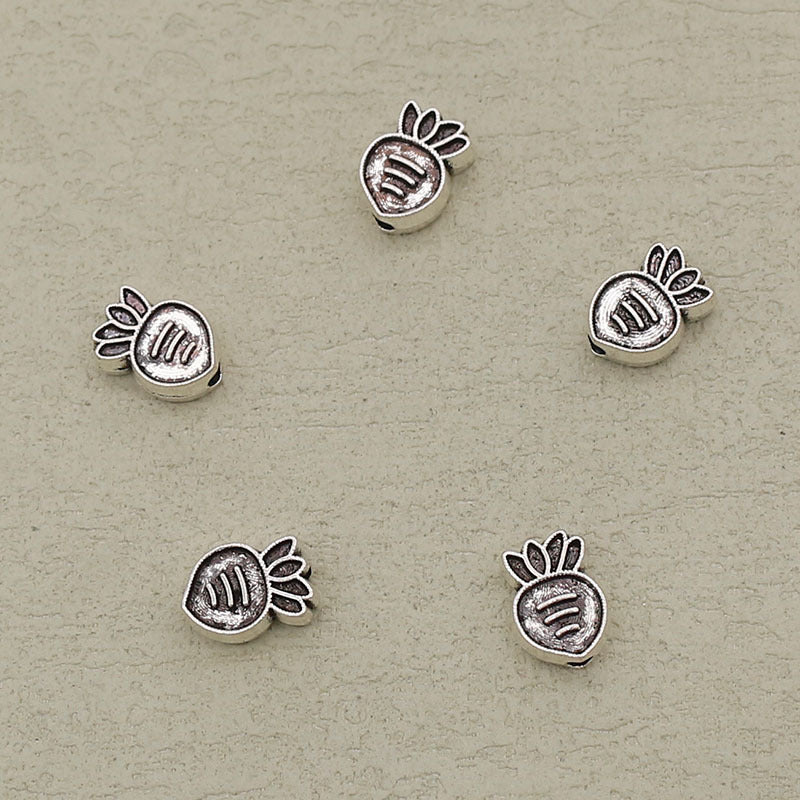 Carrot Metal Beads 11mm Vintage Silver Tone Alloy 40pcs 3