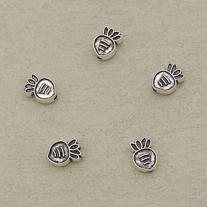 Carrot Metal Beads 11mm Vintage Silver Tone Alloy 40pcs 3