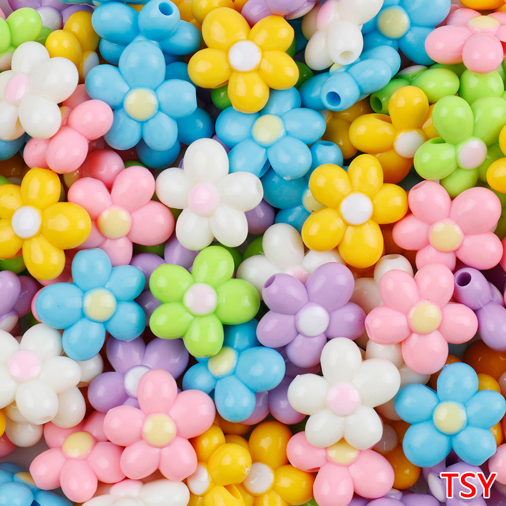 Glow In The Dark Five-Petal Flower Acrylic Beads 21mm Bicolor 10pcs 25