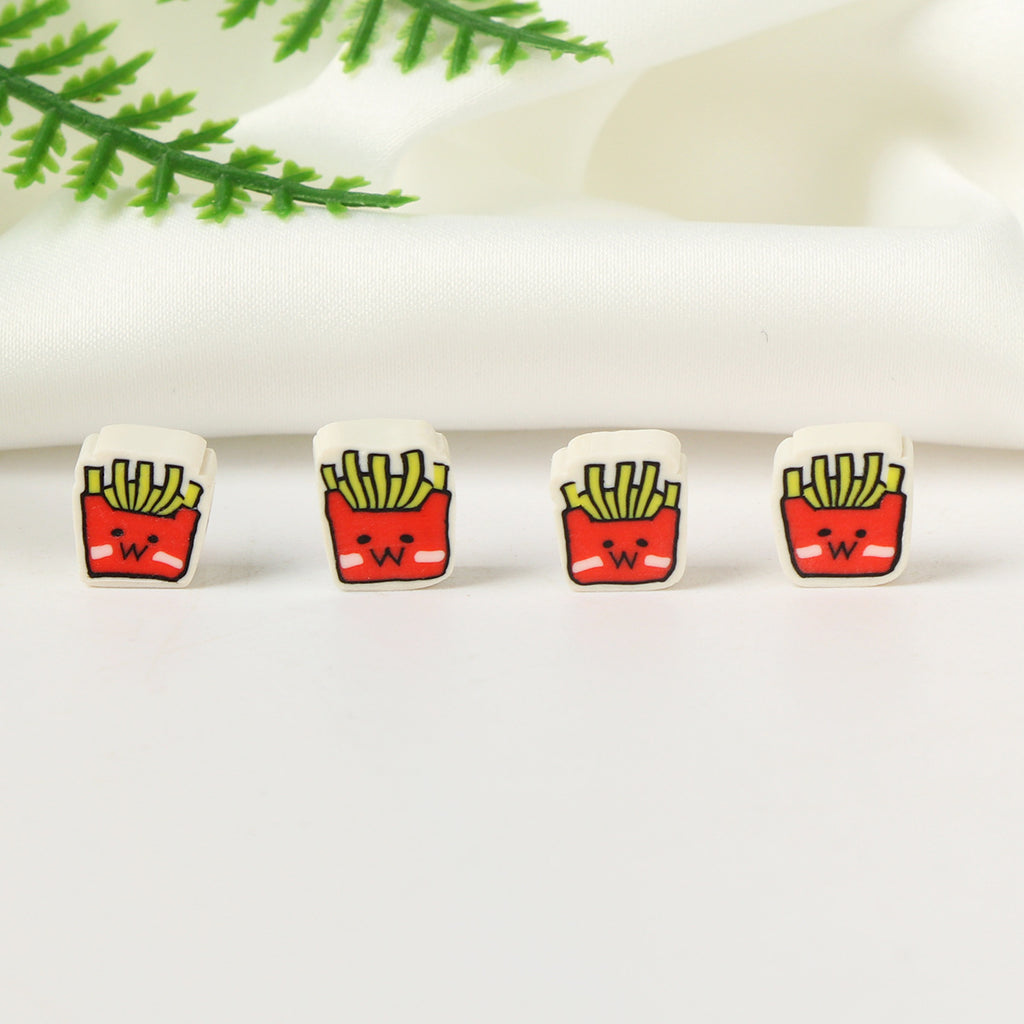 French Fries Clay Beads 9mm Polymer Colorful Food Pattern 100pcs 4