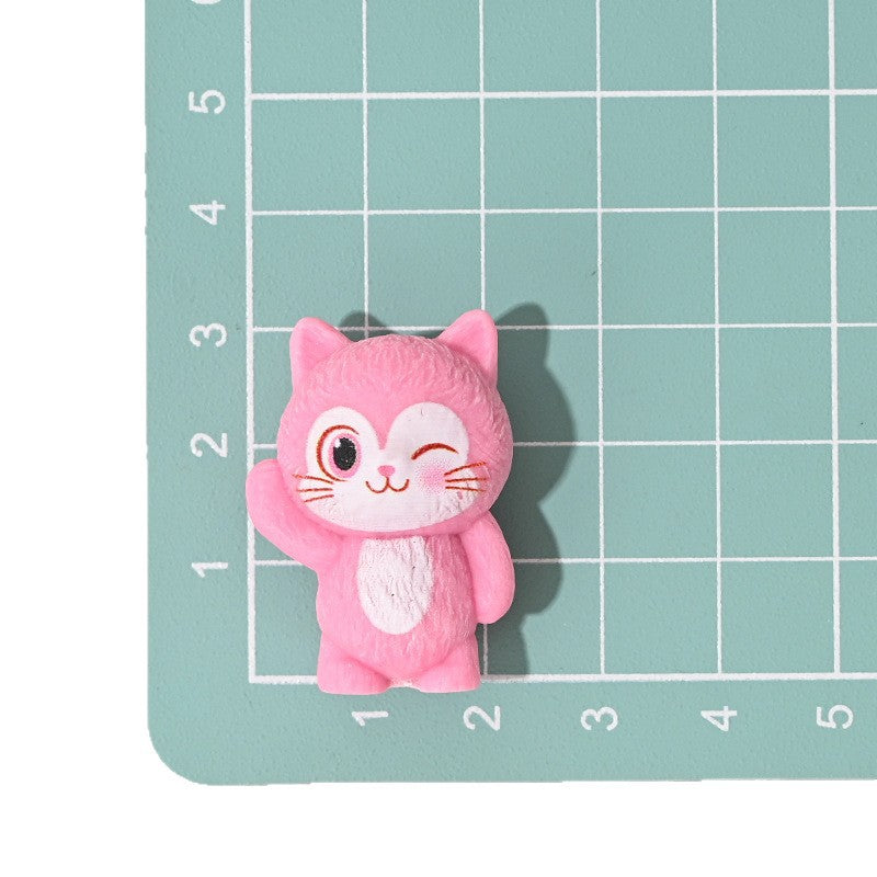 3D Pink Kitten Resin Beads 31mm Playful Textured Design 10pcs 5