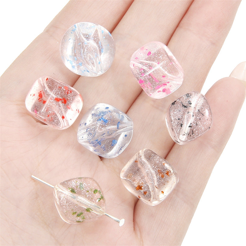 Transparent Flower Acrylic Beads 13x16mm Colorful Speckled 20pcs 12