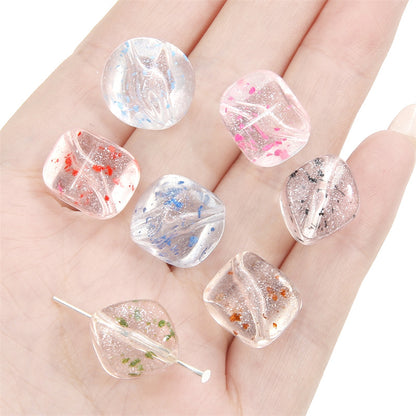 Transparent Flower Acrylic Beads 13x16mm Colorful Speckled 20pcs 12
