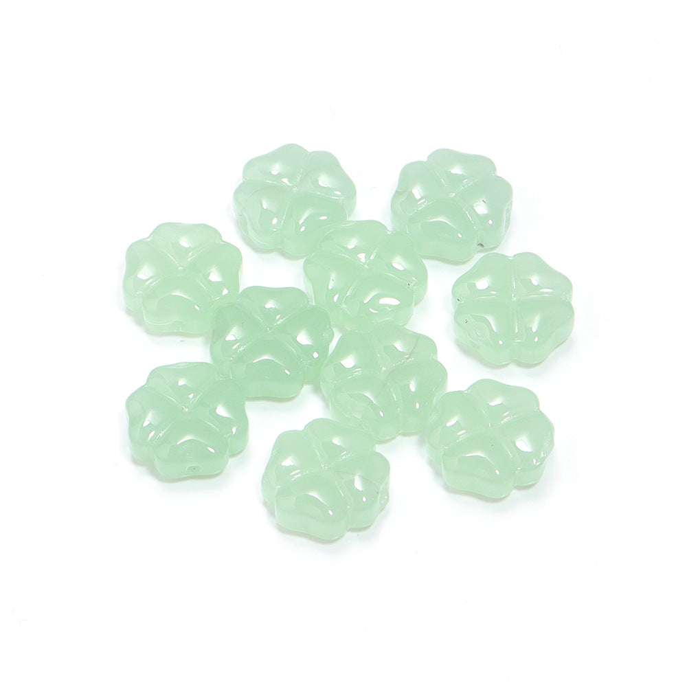 Color Transparent Clover Glass Beads 10mm Assorted Colors 50pcs 13