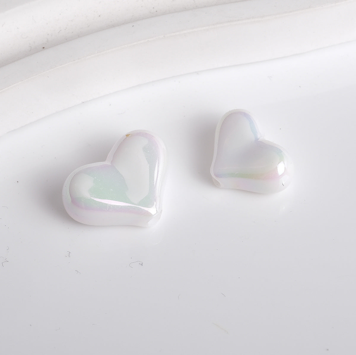 Solid Color Plating Heart Acrylic Flat Beads 13mm 17mm 250pcs 10