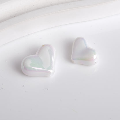 Solid Color Plating Heart Acrylic Flat Beads 13mm 17mm 250pcs 10