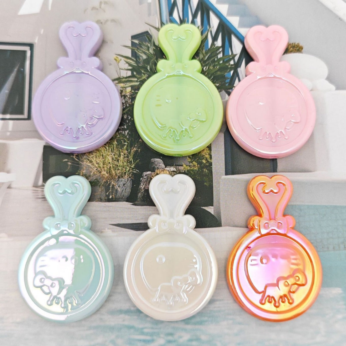Plating KT Mirror Acrylic Beads 40mm Rounded Embossed Faces 50pcs 4