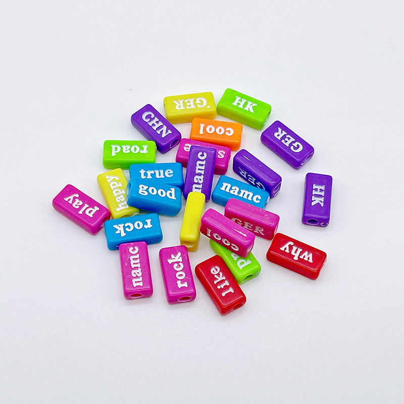 Rectangle Acrylic Tube Beads 8x15mm Colorful Word Letters 1100pcs 7