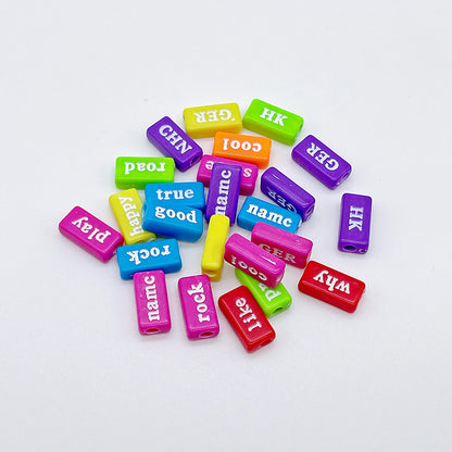 Rectangle Acrylic Tube Beads 8x15mm Colorful Word Letters 1100pcs 7