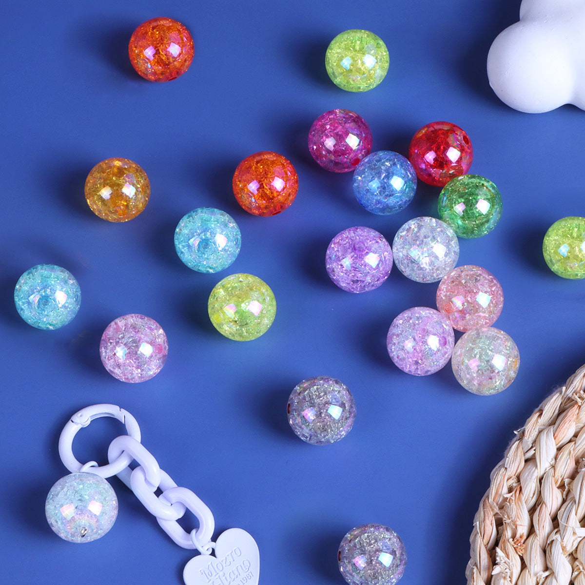 Transparent Bubblegum Beads 20mm Crackle Chunky Acrylic 10pcs 3