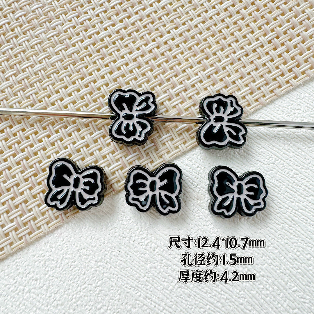 Rabbit and Bear Painted Metal Beads Glossy Finish Bulk 10pcs 32