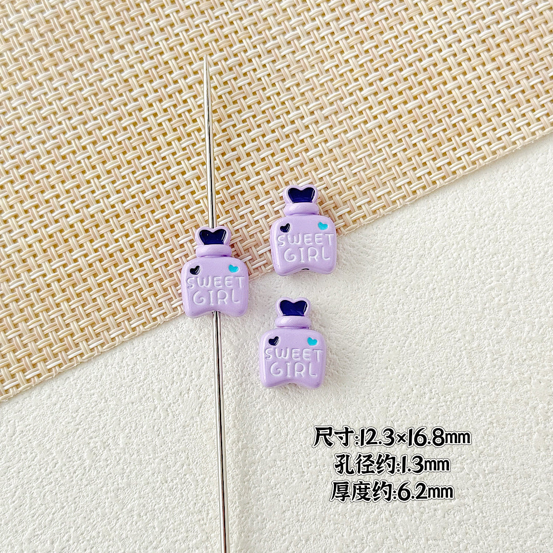 Double Sided Heart and Perfume Bottle Metal Beads 13/16mm Painted Alloy 10pcs 18