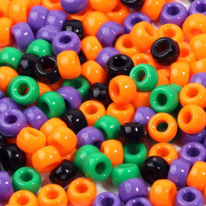 Multicolor Pony Beads Acrylic 9mm Smooth Finish 100pcs 20