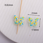 Transparent Hand-Painted Butterfly Acrylic Beads 21mm Colorful 5pcs 2