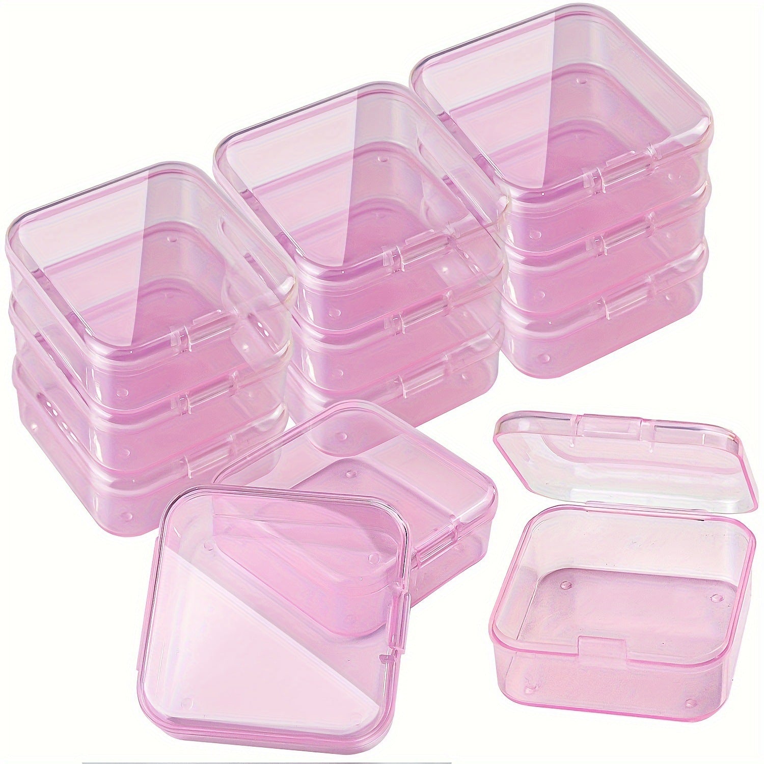 Colorful Clear Square Plastic Bead Storage Boxes 5.5x5.5x2cm 10pcs 7