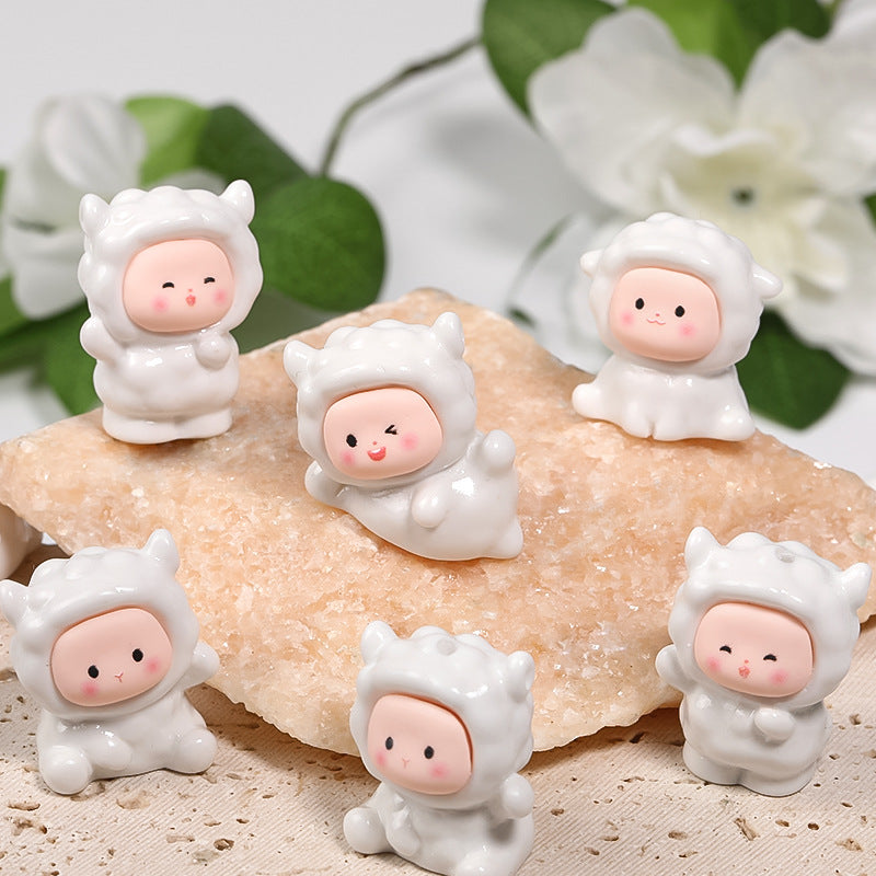 Cute Lamb Doll Resin Beads 20-31mm Playful White 25pcs