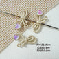 Dotted Bow Metal Beads 20mm Rhinestone Embedded Bow Metal Beads 26mm Painted 10pcs 22