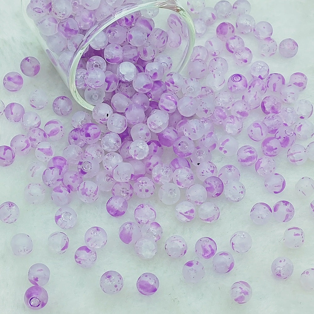 Frosted Round Glass Beads 6mm Colorful Speckled Matte Finish 50pcs 15