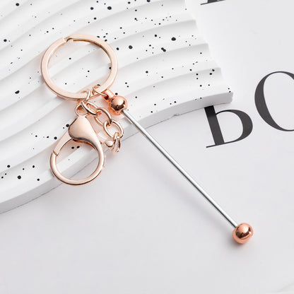 Beadable Keychain Metal Slender Shaft Polished Ball Lobster Clasp 6
