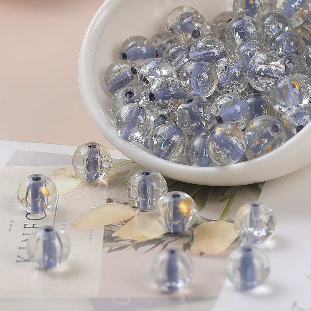 Clear Dyed Core Round Glass Beads 10mm Assorted Colors 40pcs 15