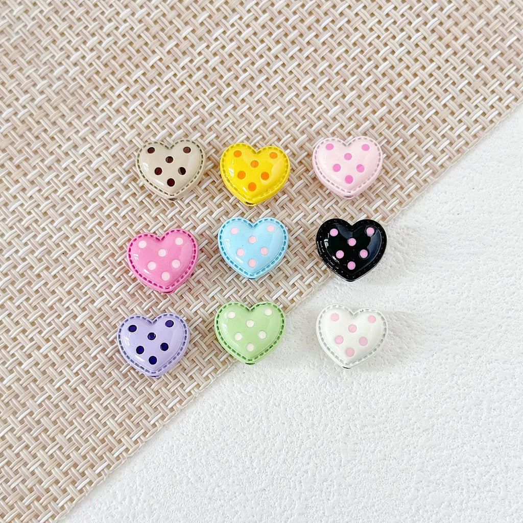 Heart and Rabbit Metal Beads Polka Dot Painted Alloy 10pcs 12