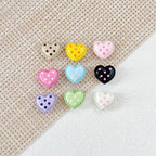 Heart and Rabbit Metal Beads Polka Dot Painted Alloy 10pcs 12