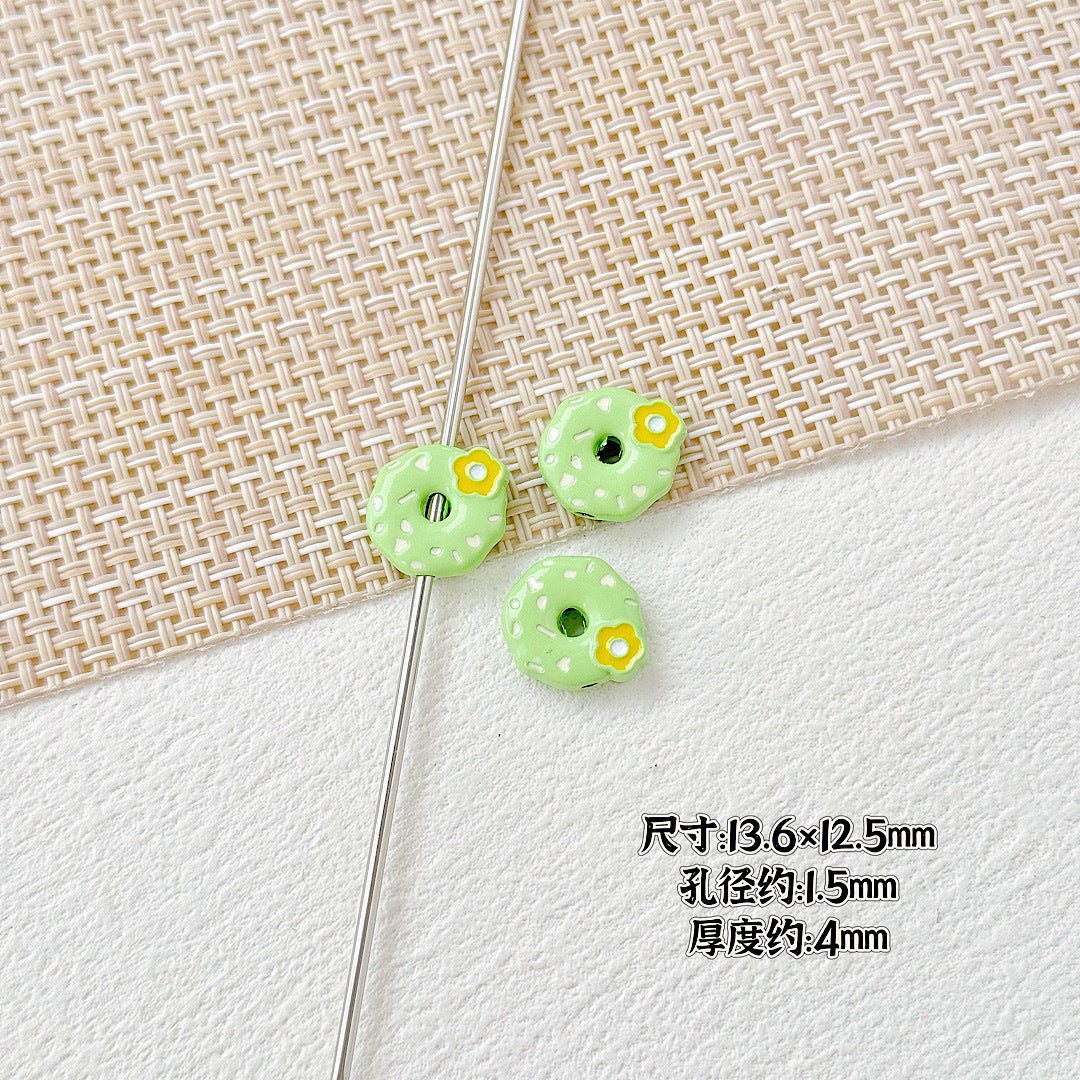 Donut Metal Beads 13mm Painted Enamel Pastel 10pcs 6