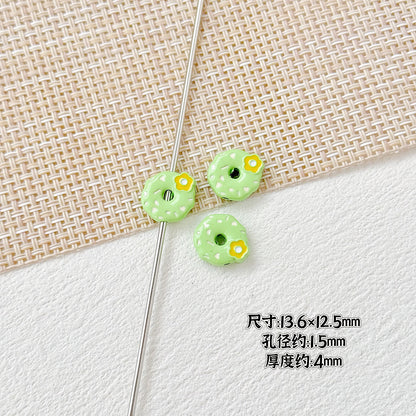 Donut Metal Beads 13mm Painted Enamel Pastel 10pcs 6