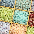 Frosted Round Glass Beads 10mm Jade Crushed Texture 30pcs 2