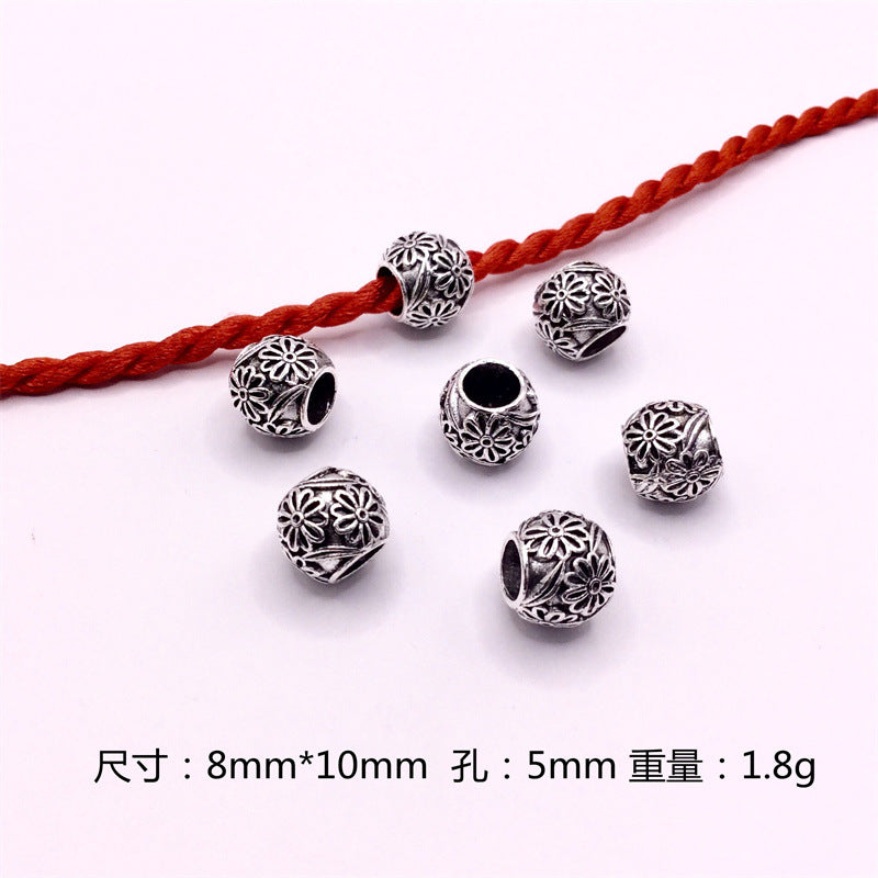 Hollow Spherical Metal Beads Large Hole Intricate Floral Cut-Out 100pcs 3