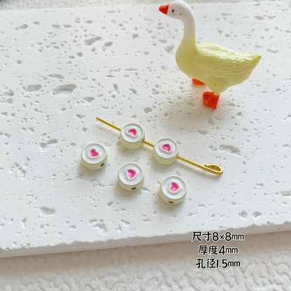 Round Metal Beads Baking Painted Smiling Chocolate Series 20pcs 41
