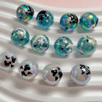 Painted Star Moon Acrylic Beads 16mm Black White Hand Drawn 5pcs 2