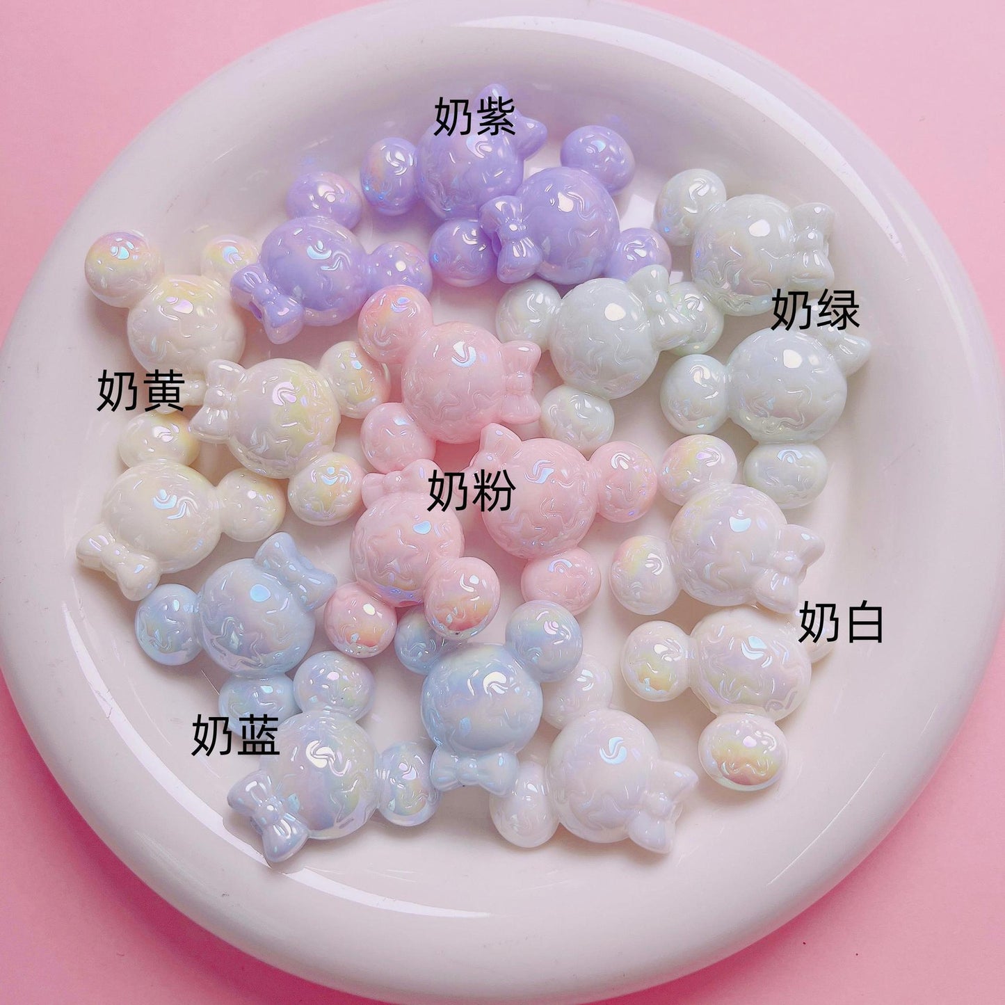 Glow Acrylic Mickey Head Acrylic Beads 28mm Pastel Glow 5pcs 12